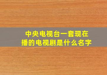 中央电视台一套现在播的电视剧是什么名字