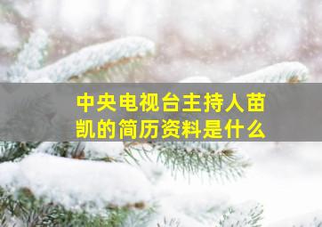 中央电视台主持人苗凯的简历资料是什么