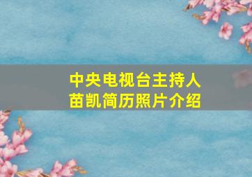 中央电视台主持人苗凯简历照片介绍