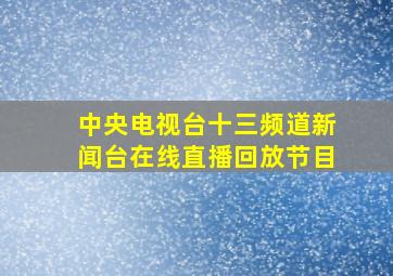 中央电视台十三频道新闻台在线直播回放节目