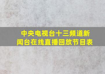 中央电视台十三频道新闻台在线直播回放节目表