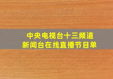 中央电视台十三频道新闻台在线直播节目单