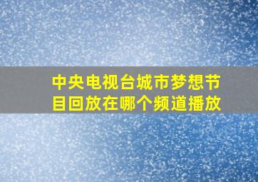 中央电视台城市梦想节目回放在哪个频道播放