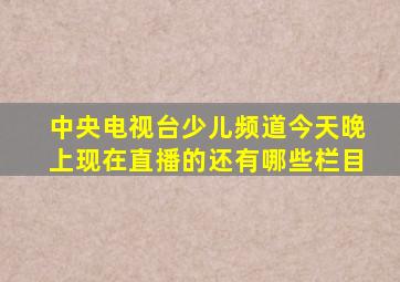 中央电视台少儿频道今天晚上现在直播的还有哪些栏目