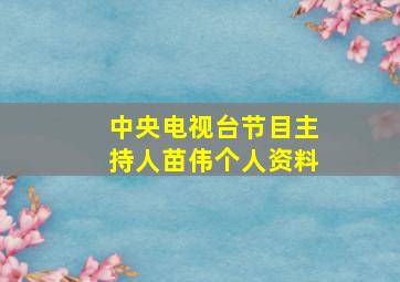 中央电视台节目主持人苗伟个人资料