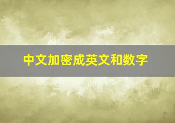 中文加密成英文和数字