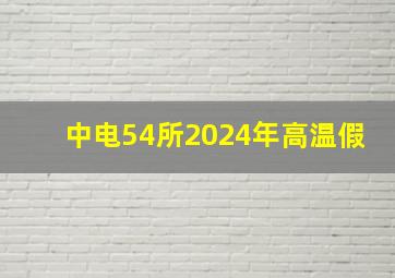 中电54所2024年高温假