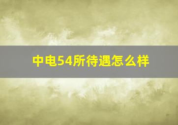 中电54所待遇怎么样