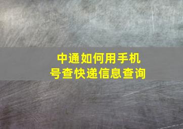 中通如何用手机号查快递信息查询