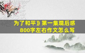 为了和平》第一集观后感800字左右作文怎么写