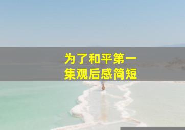 为了和平第一集观后感简短