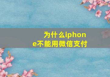 为什么iphone不能用微信支付