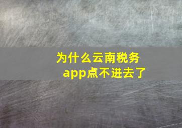 为什么云南税务app点不进去了