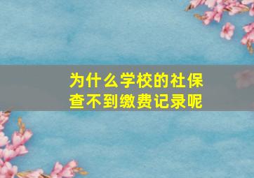 为什么学校的社保查不到缴费记录呢