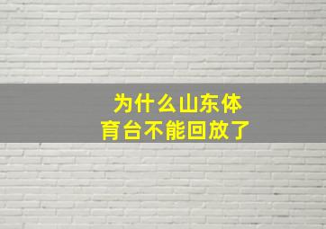 为什么山东体育台不能回放了