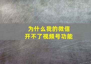 为什么我的微信开不了视频号功能