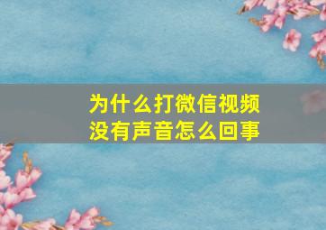 为什么打微信视频没有声音怎么回事