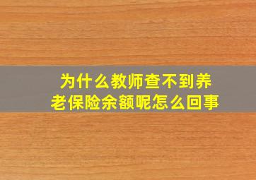 为什么教师查不到养老保险余额呢怎么回事