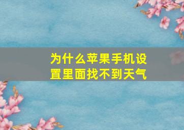 为什么苹果手机设置里面找不到天气