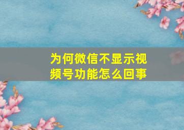 为何微信不显示视频号功能怎么回事