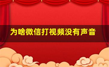 为啥微信打视频没有声音