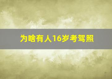 为啥有人16岁考驾照