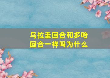 乌拉圭回合和多哈回合一样吗为什么