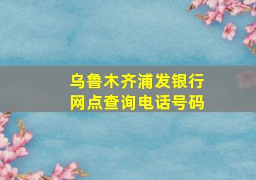 乌鲁木齐浦发银行网点查询电话号码