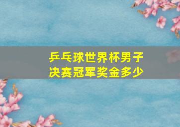 乒乓球世界杯男子决赛冠军奖金多少