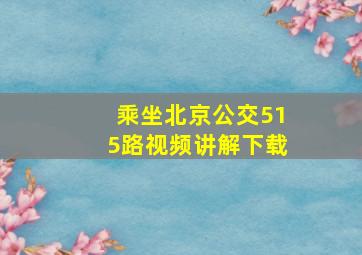 乘坐北京公交515路视频讲解下载