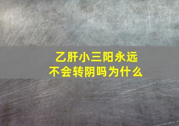 乙肝小三阳永远不会转阴吗为什么