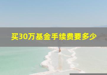 买30万基金手续费要多少