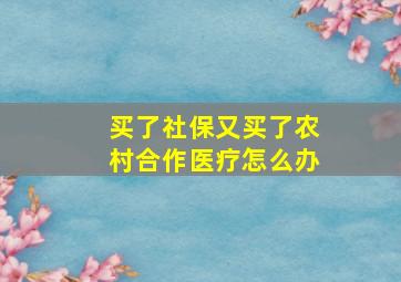 买了社保又买了农村合作医疗怎么办