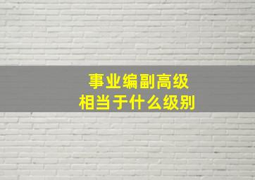 事业编副高级相当于什么级别