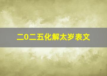 二0二五化解太岁表文