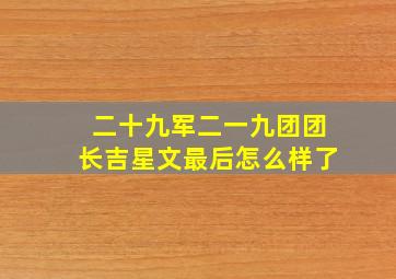 二十九军二一九团团长吉星文最后怎么样了