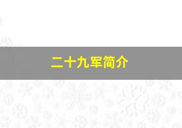 二十九军简介