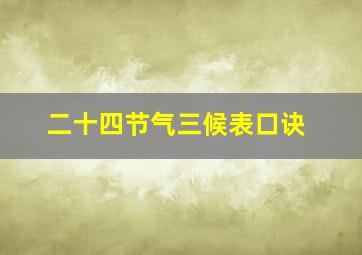 二十四节气三候表口诀