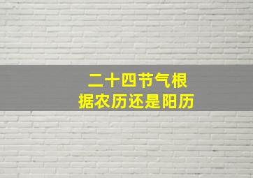 二十四节气根据农历还是阳历