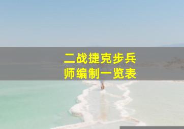 二战捷克步兵师编制一览表