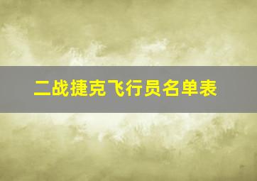 二战捷克飞行员名单表