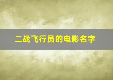 二战飞行员的电影名字