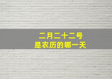 二月二十二号是农历的哪一天