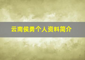 云南侯勇个人资料简介