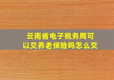 云南省电子税务局可以交养老保险吗怎么交