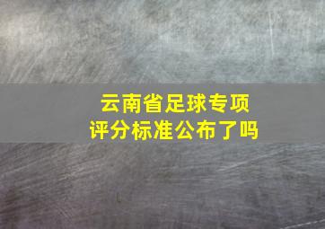 云南省足球专项评分标准公布了吗