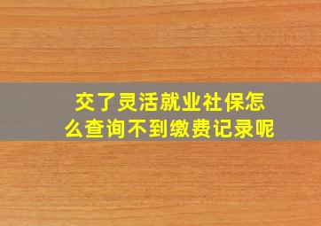 交了灵活就业社保怎么查询不到缴费记录呢