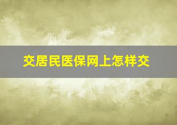 交居民医保网上怎样交