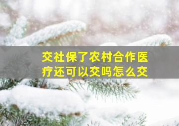 交社保了农村合作医疗还可以交吗怎么交