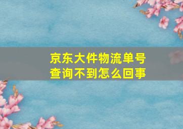 京东大件物流单号查询不到怎么回事